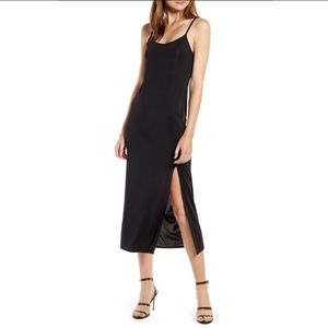 NORDSTROM- Something Navy Black Midi Dress w/ slit
